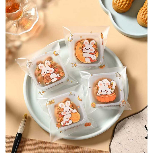 Pekanbaru Plastik Mooncake / Kue Bulan Seal Motif Happy Mid Autumn Festival Berbagai Ukuran Per Pa