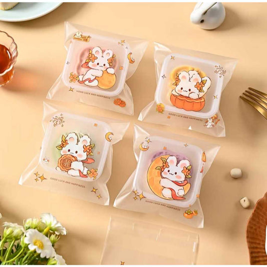 Pekanbaru Plastik Mooncake / Kue Bulan Seal Motif Happy Mid Autumn Festival Berbagai Ukuran Per Pa