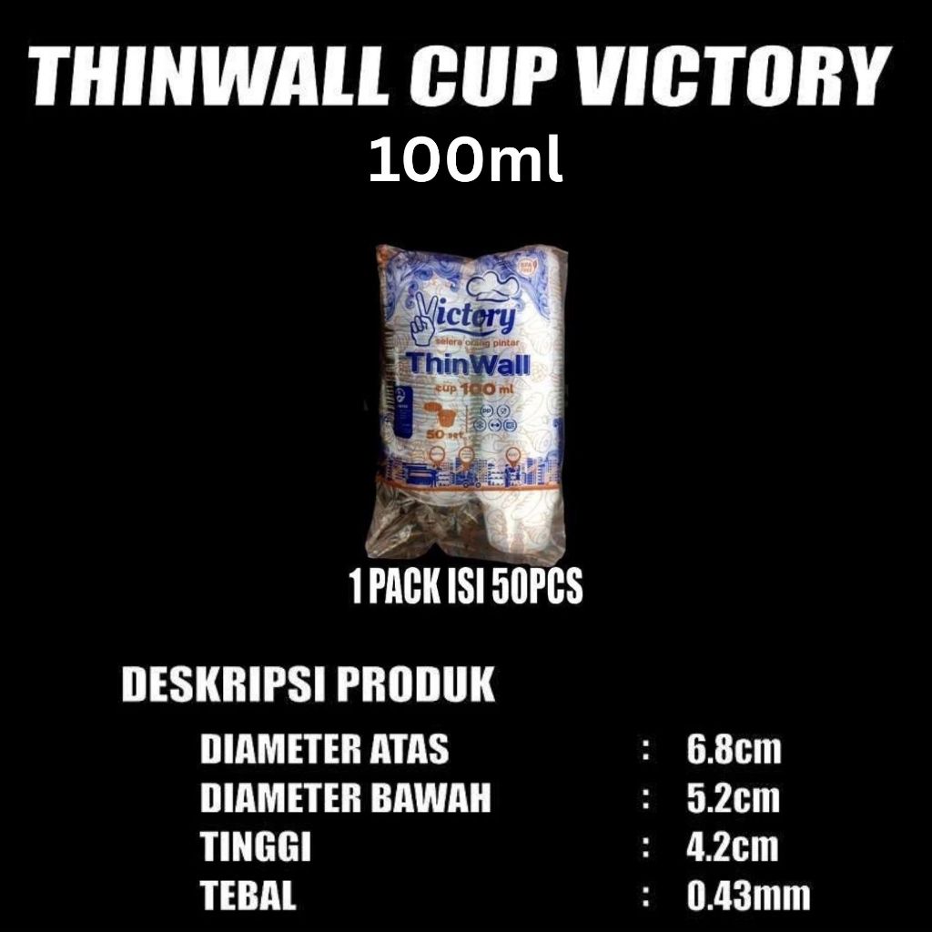 Cup Thinwall PP Victory 25ml 35ml 60ml 100ml 150ml Tutup Nempel Anti Tumpah Bisa Microwave Freezer
