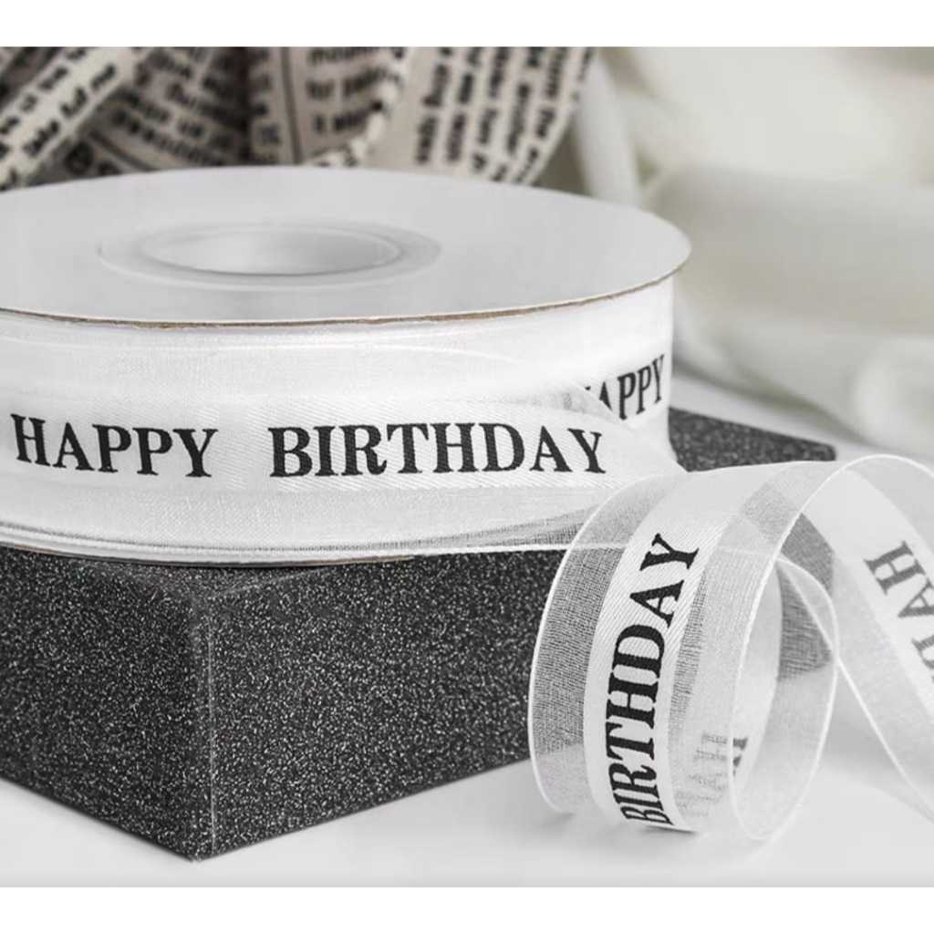 Pekanbaru Pita / Ribbon Tulisan Happy Birthday Warna Warni Per Meter