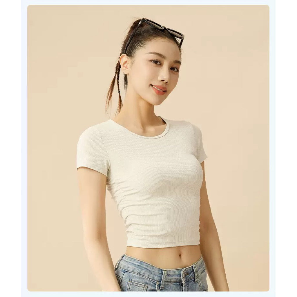 Pekanbaru JevyActive - Jolin Top - Baju Olahraga Wanita - Crop Top Wanita - Casual Daily Wear Wanita - Tshirt Slim Fit Wanita