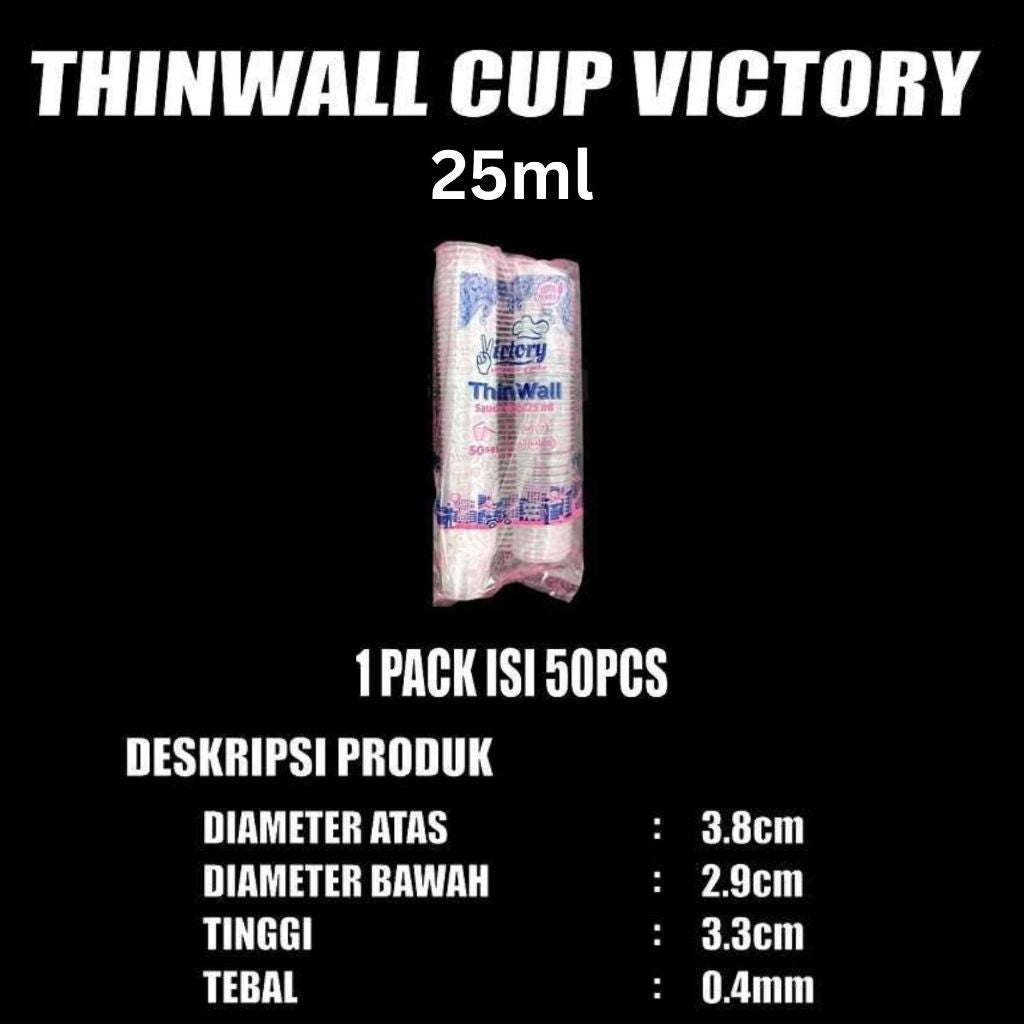 Cup Thinwall PP Victory 25ml 35ml 60ml 100ml 150ml Tutup Nempel Anti Tumpah Bisa Microwave Freezer
