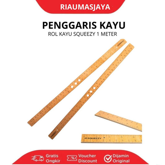 Pekanbaru Penggaris Kayu/Rol Kayu Tebal 1 Meter Squeezy