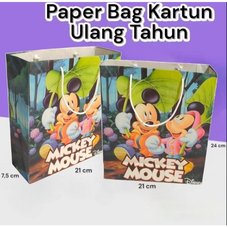 Paper Bag Kado Karakter Kartun Lusinan Eceran Ukuran 21×7×24 cm Cantik Paperbag Karakter Kartun