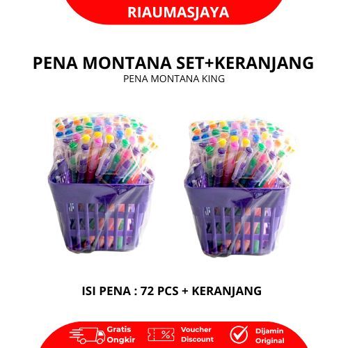 Pekanbaru Montana Pena Set+Keranjang - Isi 72Pcs