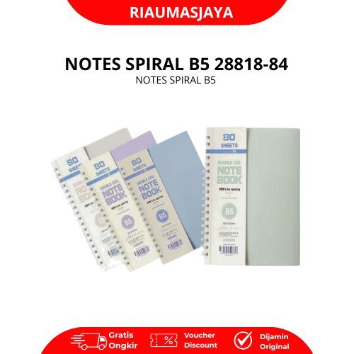 Pekanbaru Spiral B5 Motif Buku Tulis Buku Catatan Buku Diary Ring Spiral Notebook Warna Soft 28818-84 Cover Tebal Tekstur Halus 80 Lembar