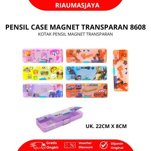 Pekanbaru Pensil Case Magnet Transparan 8608 Tempat Pensil Magnet Karakter Lucu