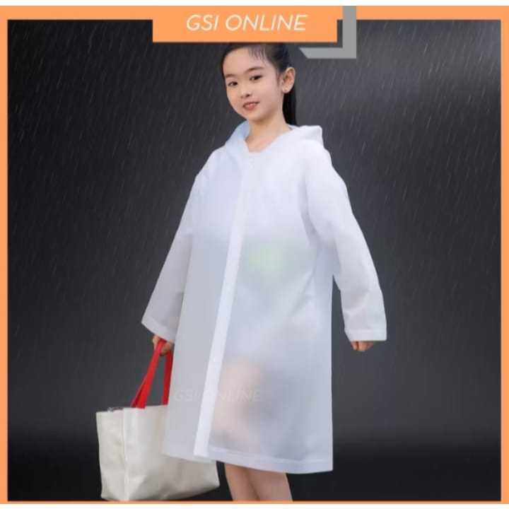 Jas Hujan Anak EVA Polos Hoodie Murah Mantel Lengan Anak Polos Jas Hujan Anak Warna EVA Children Raincoat