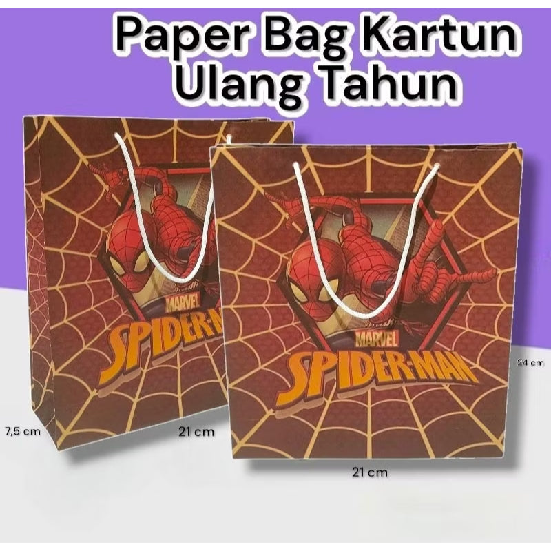 Paper Bag Kado Karakter Kartun Lusinan Eceran Ukuran 21×7×24 cm Cantik Paperbag Karakter Kartun