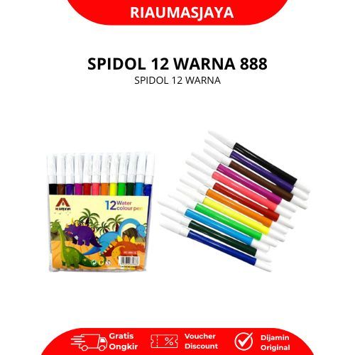 Pekanbaru Spidol Air 12 Warna 888 Aman Tidak Berbau Set Warna Cerah Cocok Untuk Menggambar Mewarnai