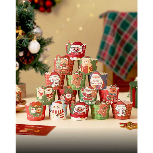 Pekanbaru Paper Cup Untuk Cupcake / Muffin Tema Natal / Per Pack