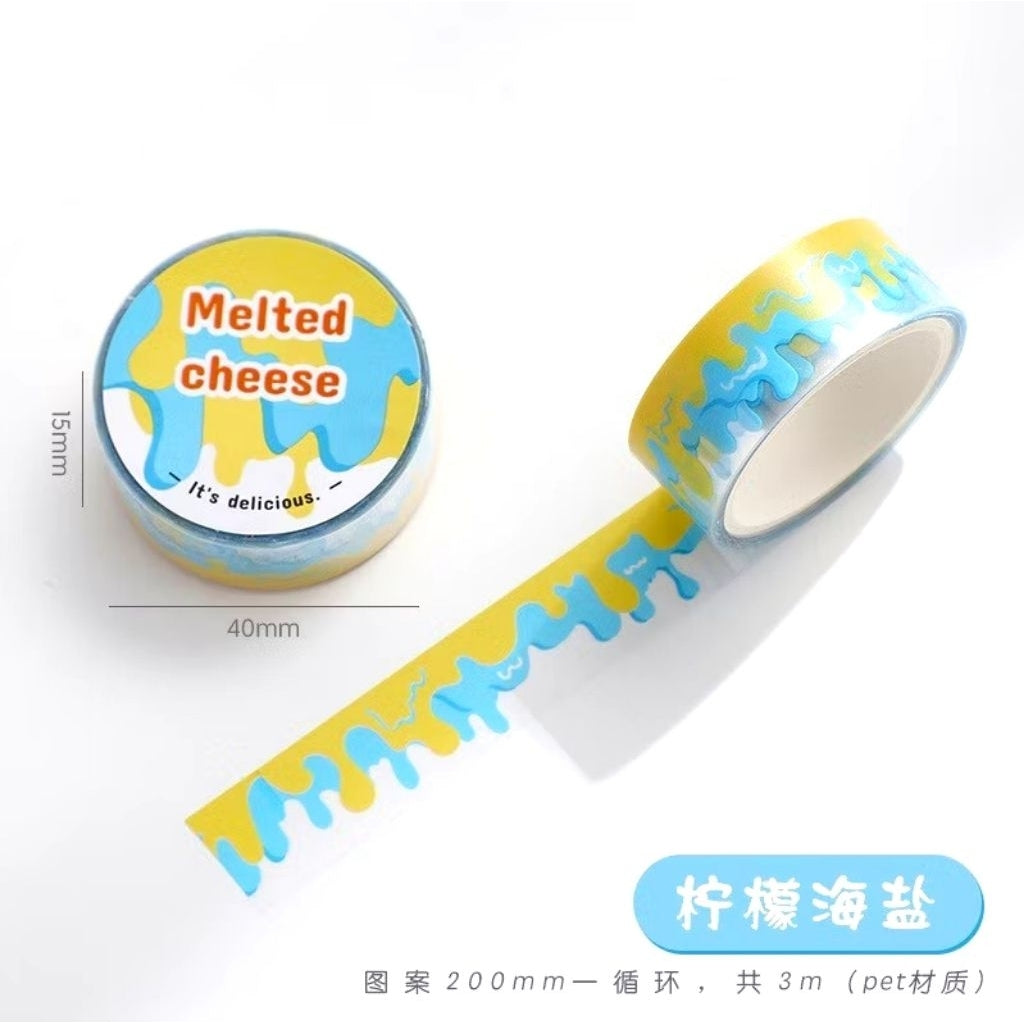 WASHI TAPE PET MASKING TAPE MOTIF MELTED CHEESE LELEHAN KEJU PER 1 PCS