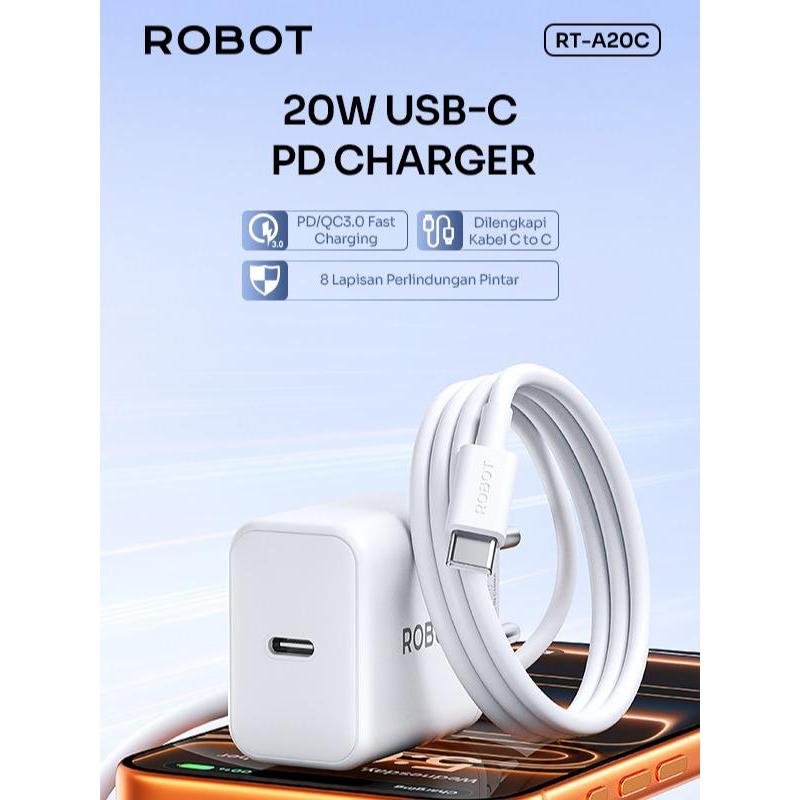 Pekanbaru Robot Rt-A20C / Rt-A20L Adapter Charger Type C / Lightning Fast Charger Suit 20W With Kabel