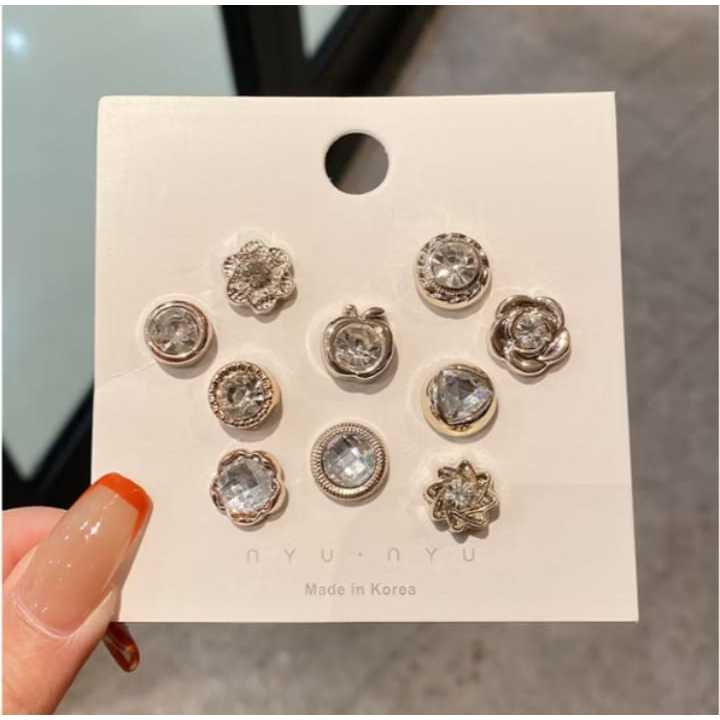 10pcs Bross Pin Motif Bunga Bintang Pin Kancing Fashion Wanita Korea