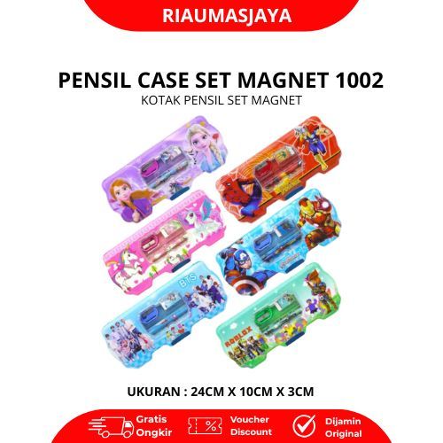 Pekanbaru Pensil Case Set Magnet 1002 Karakter Lucu Dengan Penutup Magnetik 2 Sisi & Alat Tulis Bawaan Ideal Untuk Perlengkapan Sekolah Anak