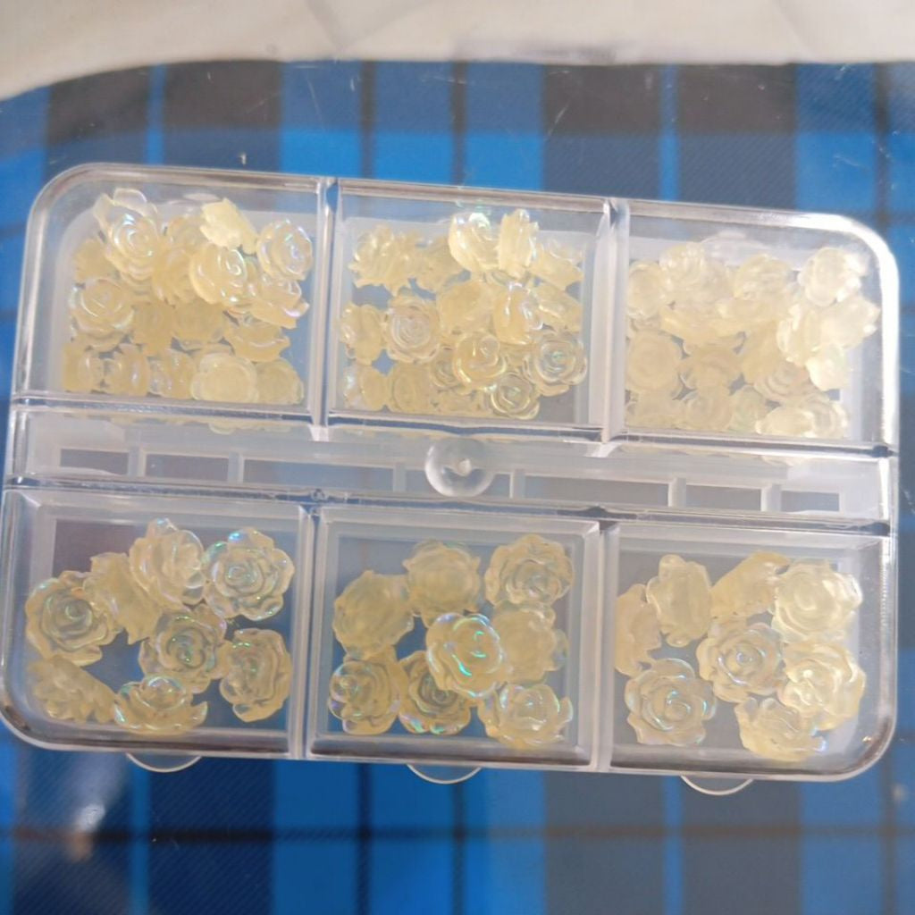 Pekanbaru Born Pretty 6Kisi 3D Bunga Akrilik Putih Untuk Hiasan Kuku Resin Emas Baja