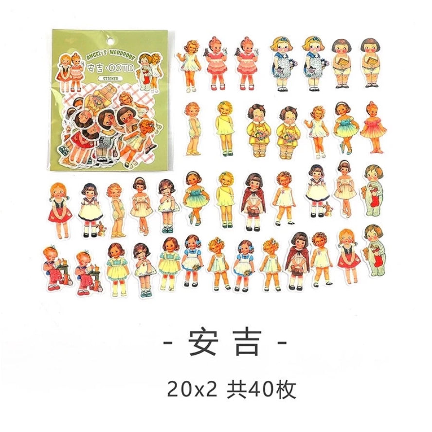40 Pcs Sticker Wardrobe Character Stylist OOTD Stiker Scrapbook Jurnal Bujo DIY Bahan Kertas