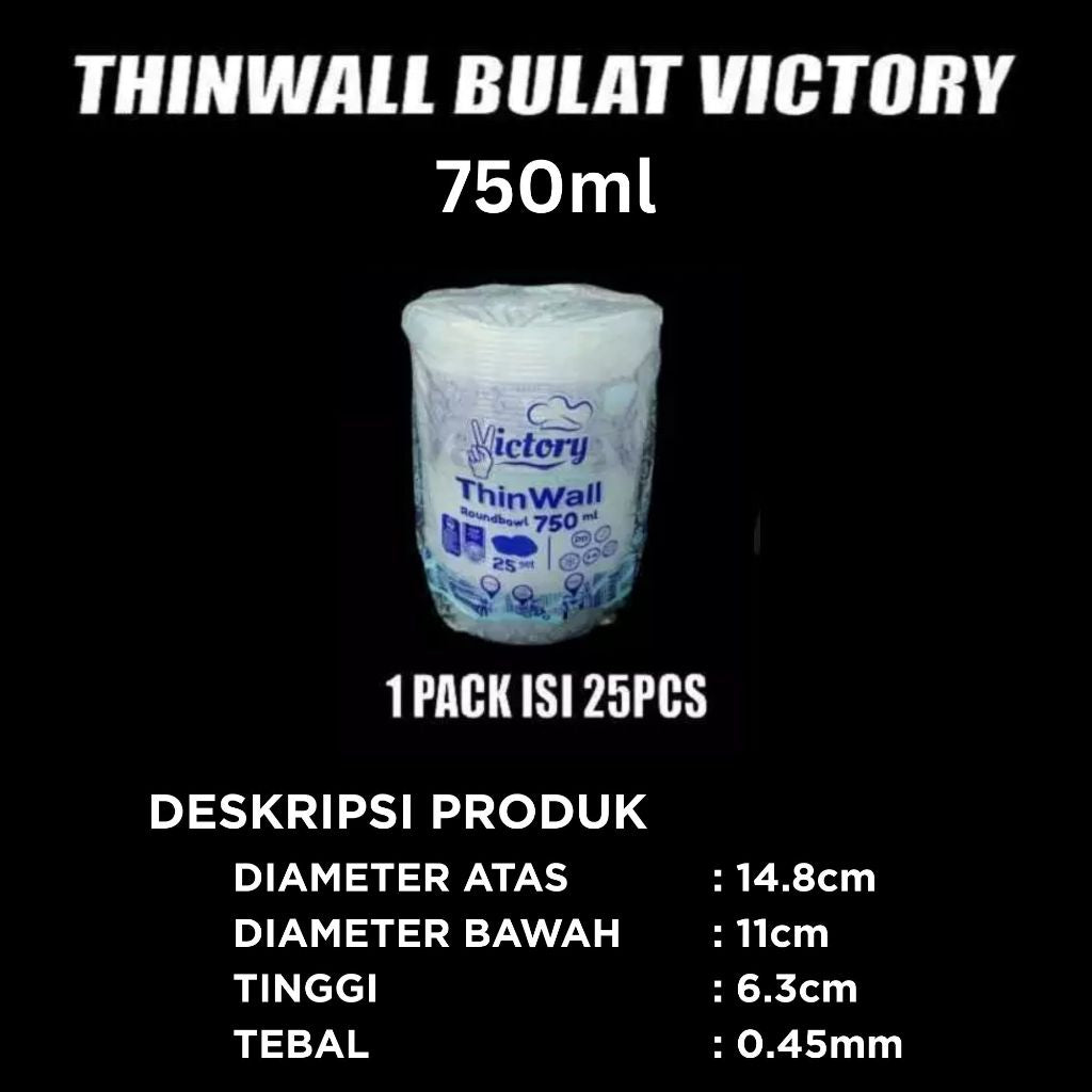 Thinwall Bulat 750ml isi 25 Pcs Foodgrade Tutup Nempel Anti Tumpah Bisa Microwave Freezer