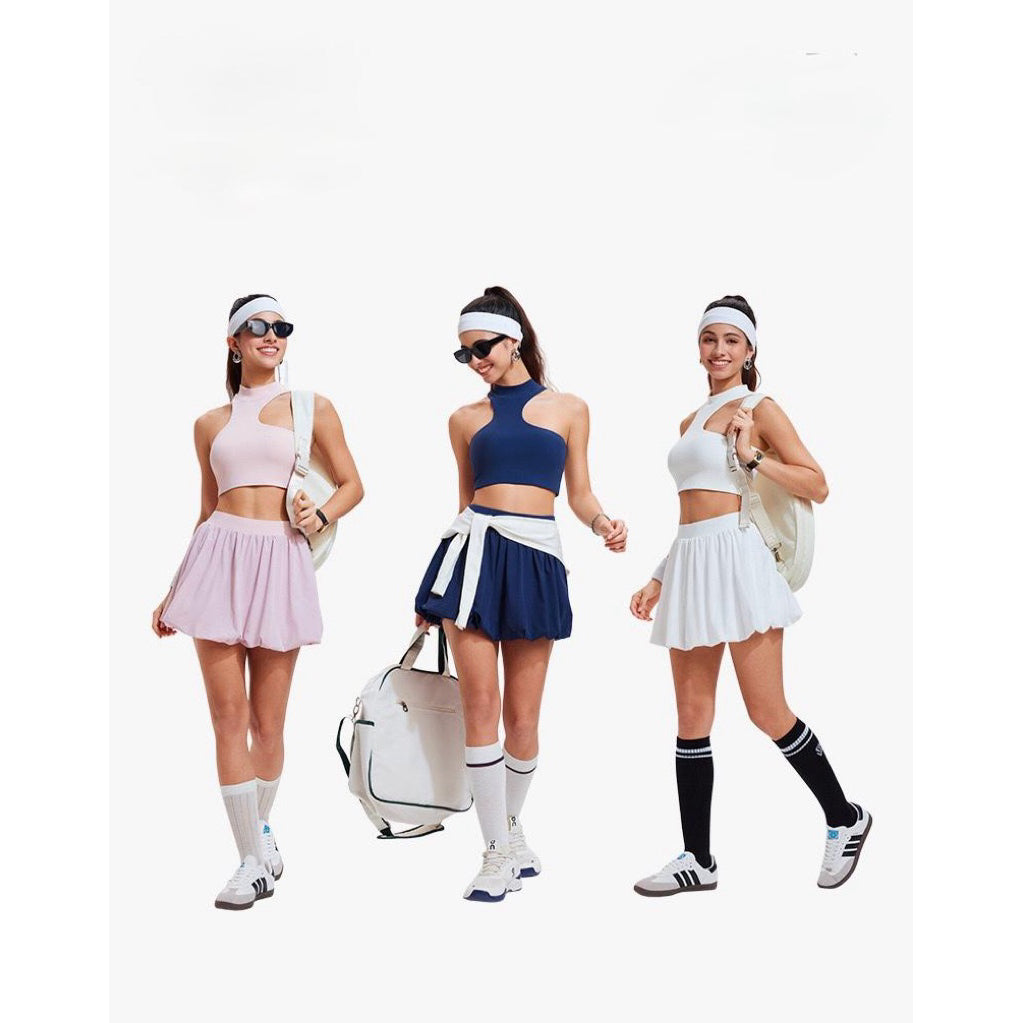 Pekanbaru Puffy Skort Rok Celana Olahraga Wanita High Waist | Tennis Padel Golf Skirt Pocket - JevyActive
