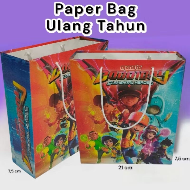 Paper Bag Kado Karakter Kartun Lusinan Eceran Ukuran 21×7×24 cm Cantik Paperbag Karakter Kartun