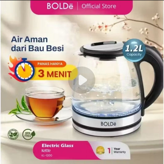 Pekanbaru Teko Kaca Bolde Kl-1200 Kettle Bolde Kaca 1.2Liter Kl 1200 Ketel Kaca Bolde