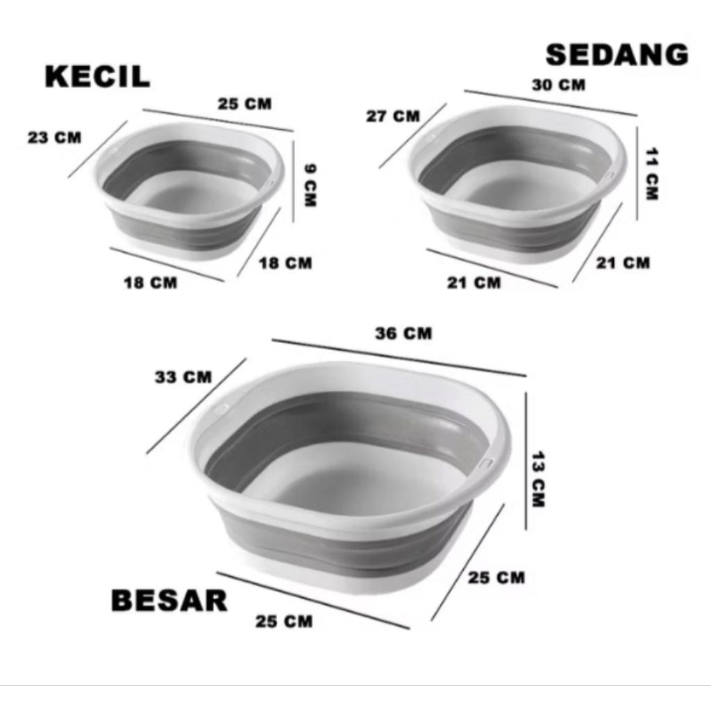 Pekanbaru Ember Lipat Silikon Baskom Portable Water Bucket Foldable Ember Plastik Anti Bocor