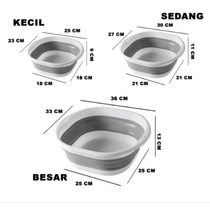 Pekanbaru Ember Lipat Silikon Baskom Portable Water Bucket Foldable Ember Plastik Anti Bocor