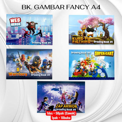 Pekanbaru Buku Gambar Fancy A4 Karakter Murah Cover Lucu & Menarik Kertas Halus Ideal Untuk Anak Sekolah Menggambar Mewarnai