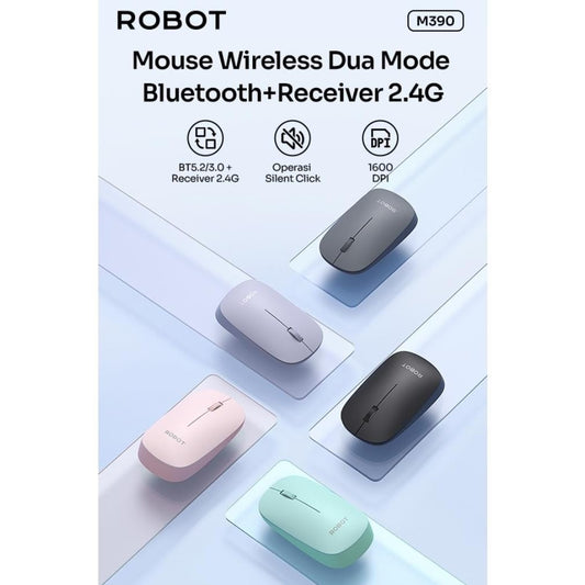 Pekanbaru Robot M390 Bluetooth + 2.4G Dual Mode Wireless Mouse Silent