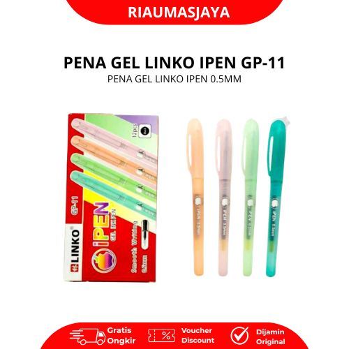 Pekanbaru Linko Pena Gel Ipen Gp-11 0.5Mm Tinta Hitam Desain Modern Nyaman Digenggam Cocok Untuk Atk Sekolah Kantor Atau Seminar 1 Lusin 12 Pcs