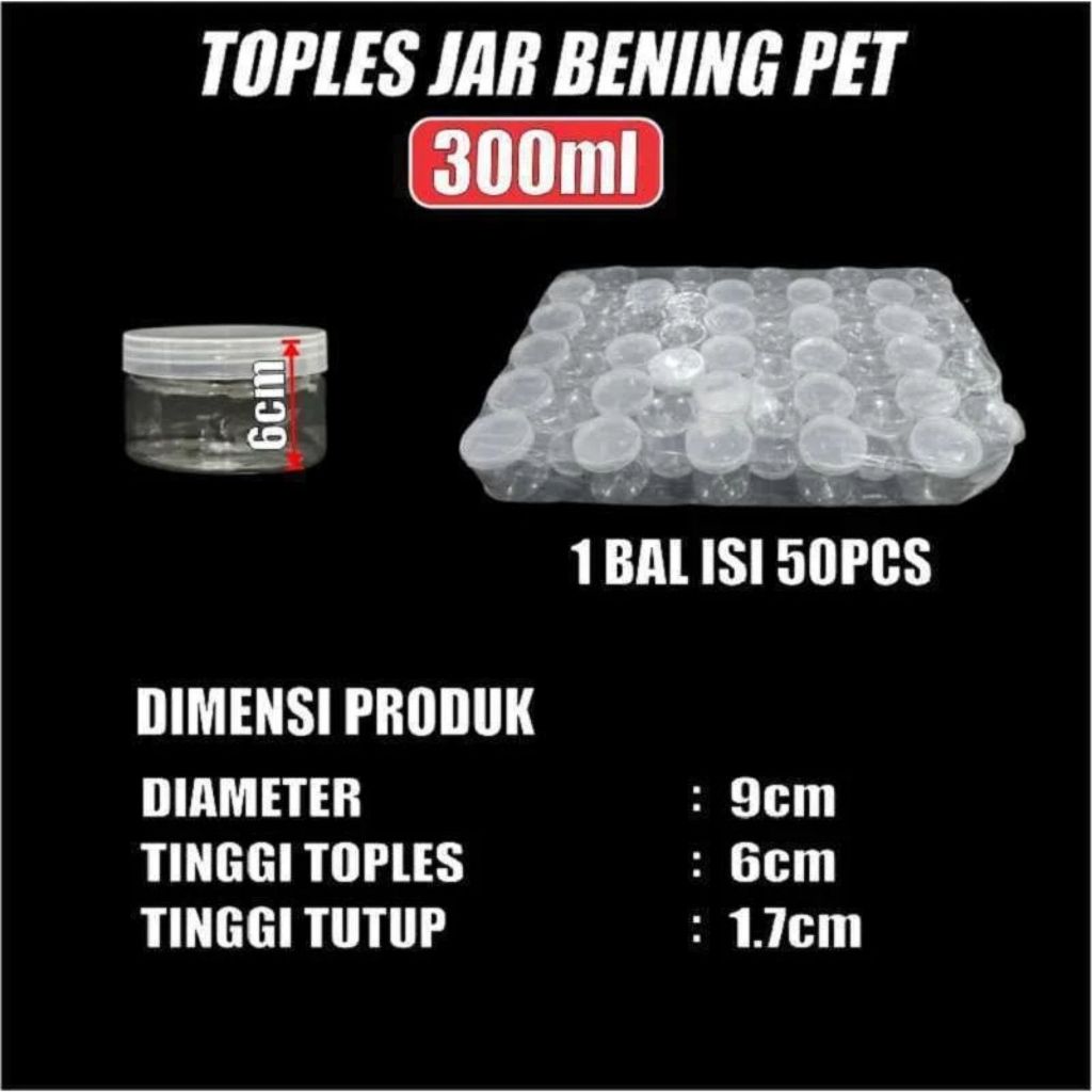 1 Pcs Toples Jar Bening PET  Foodgrade + Tutup Cocok untuk Kue Kering, Hampers,dan Souvenir