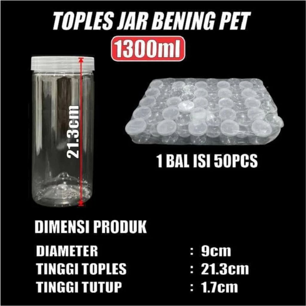 1 Pcs Toples Jar Bening PET  Foodgrade + Tutup Cocok untuk Kue Kering, Hampers,dan Souvenir