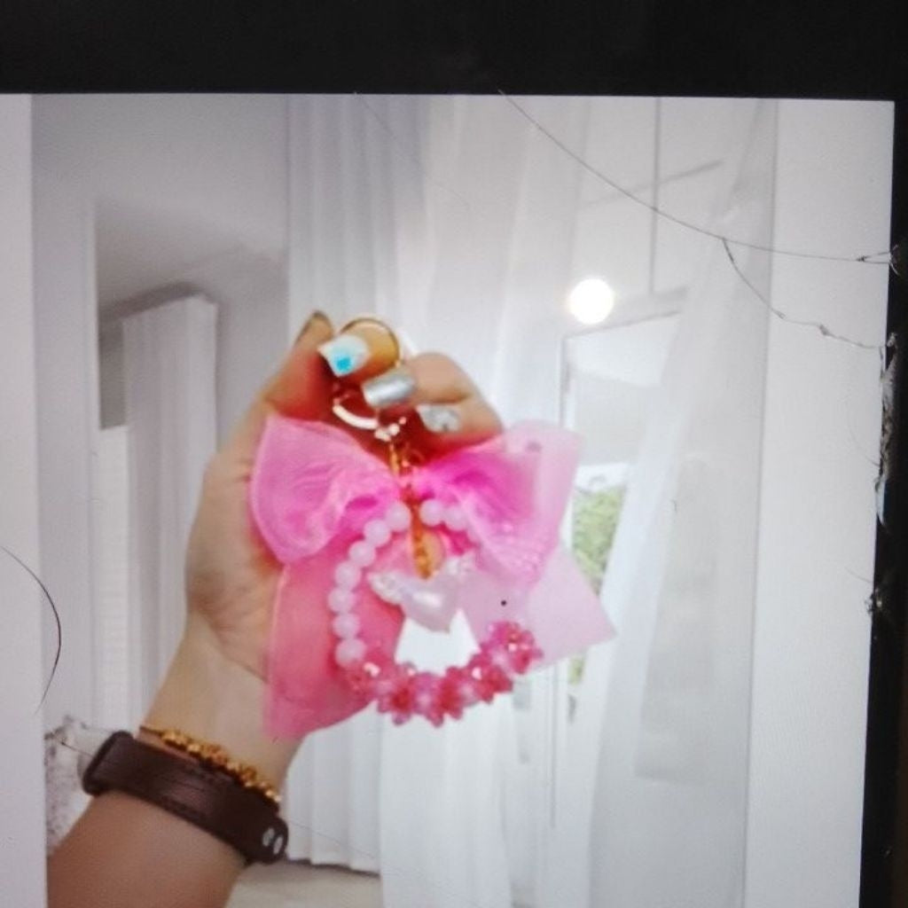Pekanbaru Gantungan Kunci Aimee Pita Mutiara/Gantungan Tas Aimee Pita Mutiara
