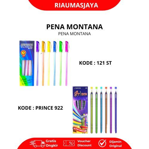 Pekanbaru Pena Montana Murah Model 121 St , Prince 922 , Dan King 921 Per Lusin Isi (12 Pcs)