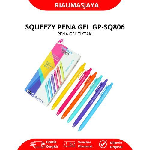 Pekanbaru Squeezy Pena Gel Tiktak Gp-Sq806 Tinta Hitam 0.5Mm Casing Warna-Warni Aesthetic Untuk Tulisan Halus Dan Cepat Kering