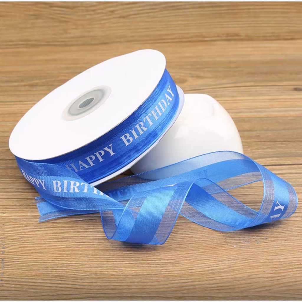 Pekanbaru Pita / Ribbon Tulisan Happy Birthday Warna Warni Per Meter