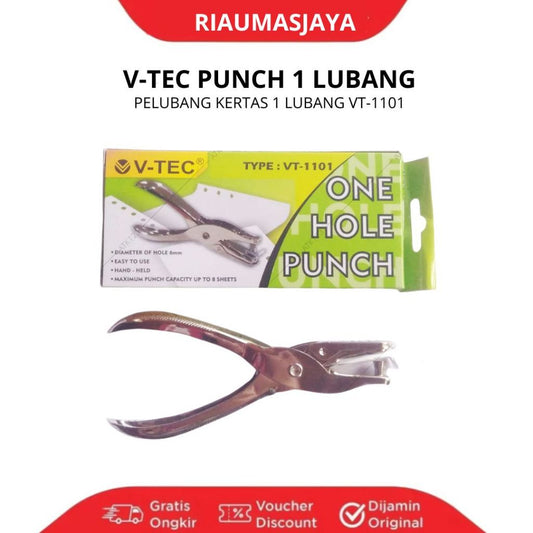 Pekanbaru {V-Tec} Punch 1 Lubang Vt-1101/ Pelobang Kertas 1 Lubang