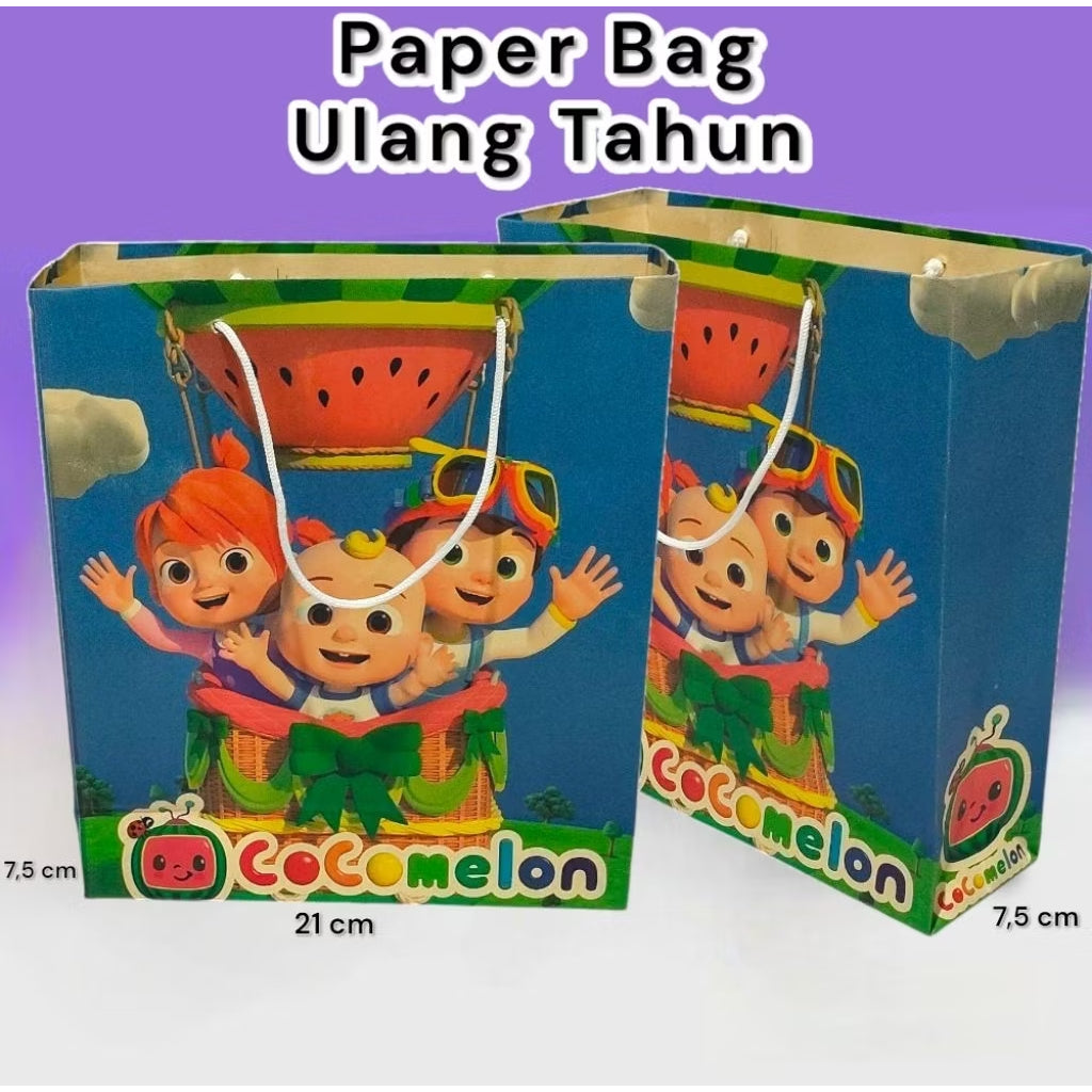 Paper Bag Kado Karakter Kartun Lusinan Eceran Ukuran 21×7×24 cm Cantik Paperbag Karakter Kartun