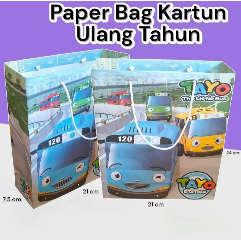 Paper Bag Kado Karakter Kartun Lusinan Eceran Ukuran 21×7×24 cm Cantik Paperbag Karakter Kartun