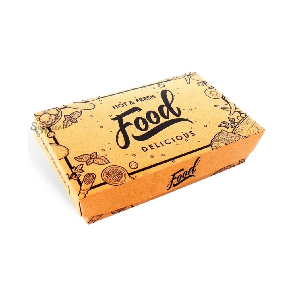 Paper Lunch Box L M M-HEMAT S XS Kemasan Dimsum Ayam Geprek Mie Gorengan Brownies Laminasi Food Tray
