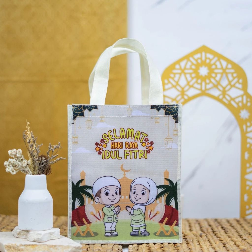 Tas Hamper Lebaran Idul FIrri Tas Parcel Tas Hadiah Goodie Bag Lebaran Idul Fitri Glossy Ready Stock
