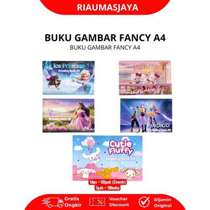 Pekanbaru Buku Gambar Fancy A4 Karakter Murah Cover Lucu & Menarik Kertas Halus Ideal Untuk Anak Sekolah Menggambar Mewarnai