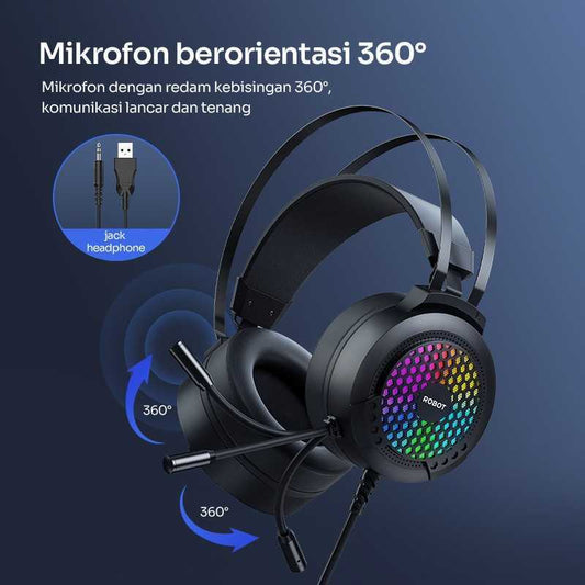 Pekanbaru Robot Rh-G30 Gaming Headset Rgb 360 Mic