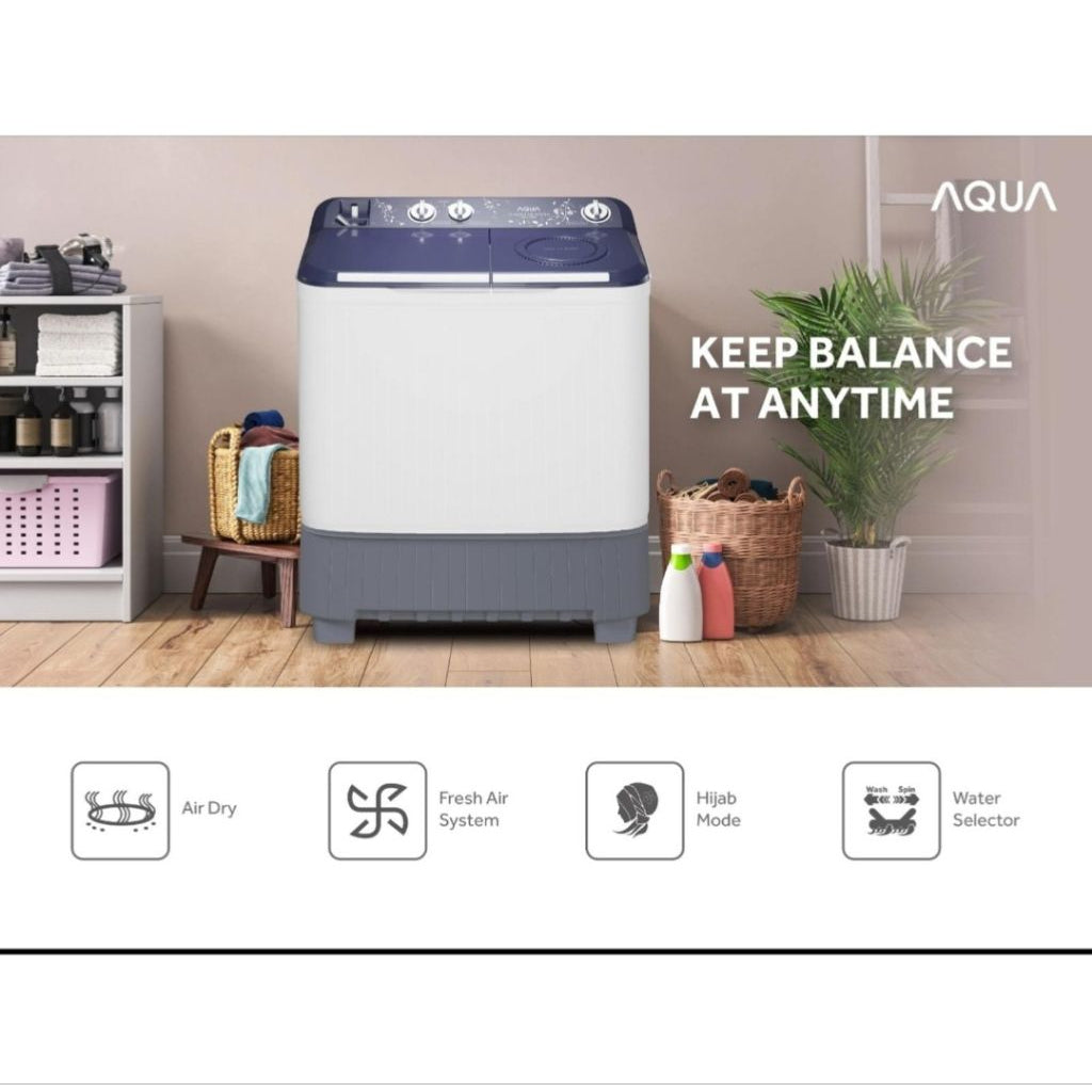 Pekanbaru Mesin Cuci Aqua 2 Tabung Qw-7030Ht 7Kg