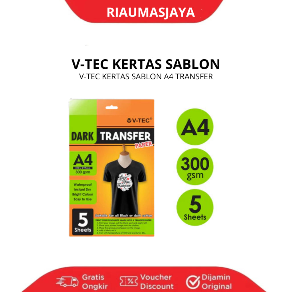 Pekanbaru V-Tec Kertas Sablon A4 300 5 Sheet