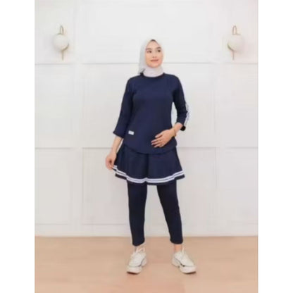 Pekanbaru Setelan Baju Olahraga Wanita Muslim Terbaru Leging Rok Skirt Perempuan  Sport