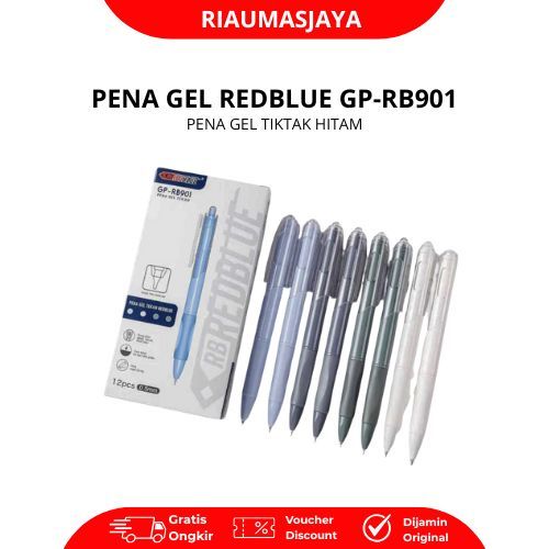 Pekanbaru Pena Redblue Gel Tiktak Gp-Rb901 Tinta Hitam Mata 05Mm