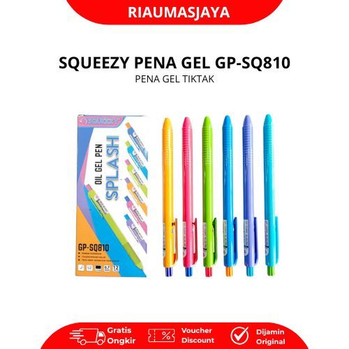 Pekanbaru Squeezy Pena Gel Tiktak Sq810 Anti Macet 0,7Mm Hitam Warna Warni Cocok Untuk Kantor & Sekolah Tinta Halus Desain Ergonomis