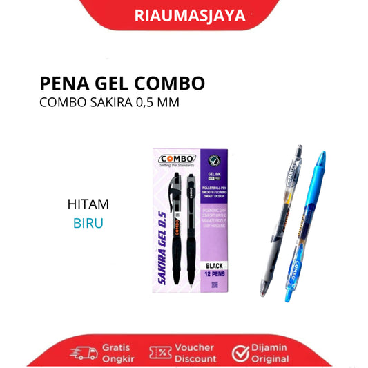 Pekanbaru Pena Gel Combo Sakira 0.5 Hitam & Biru /Pena Gel Tiktak Combo