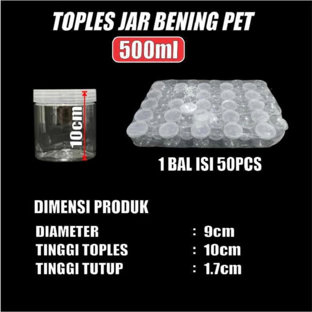 1 Pcs Toples Jar Bening PET  Foodgrade + Tutup Cocok untuk Kue Kering, Hampers,dan Souvenir